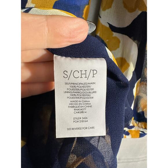 Cabi Top Women Small Blue Floral Lydia Retro Chiffon Cottage Office Boho Capsule - Picture 4 of 7